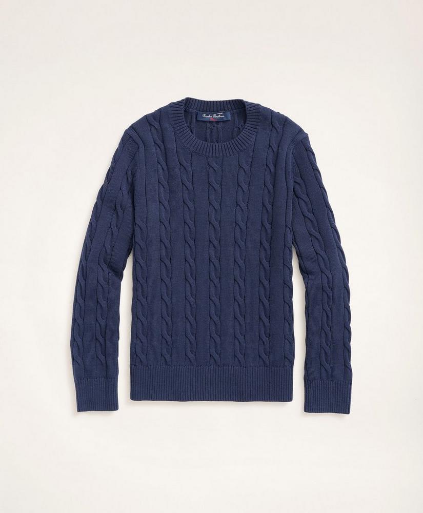 Boys Supima® Cotton Cable Crewneck Sweater, image 1