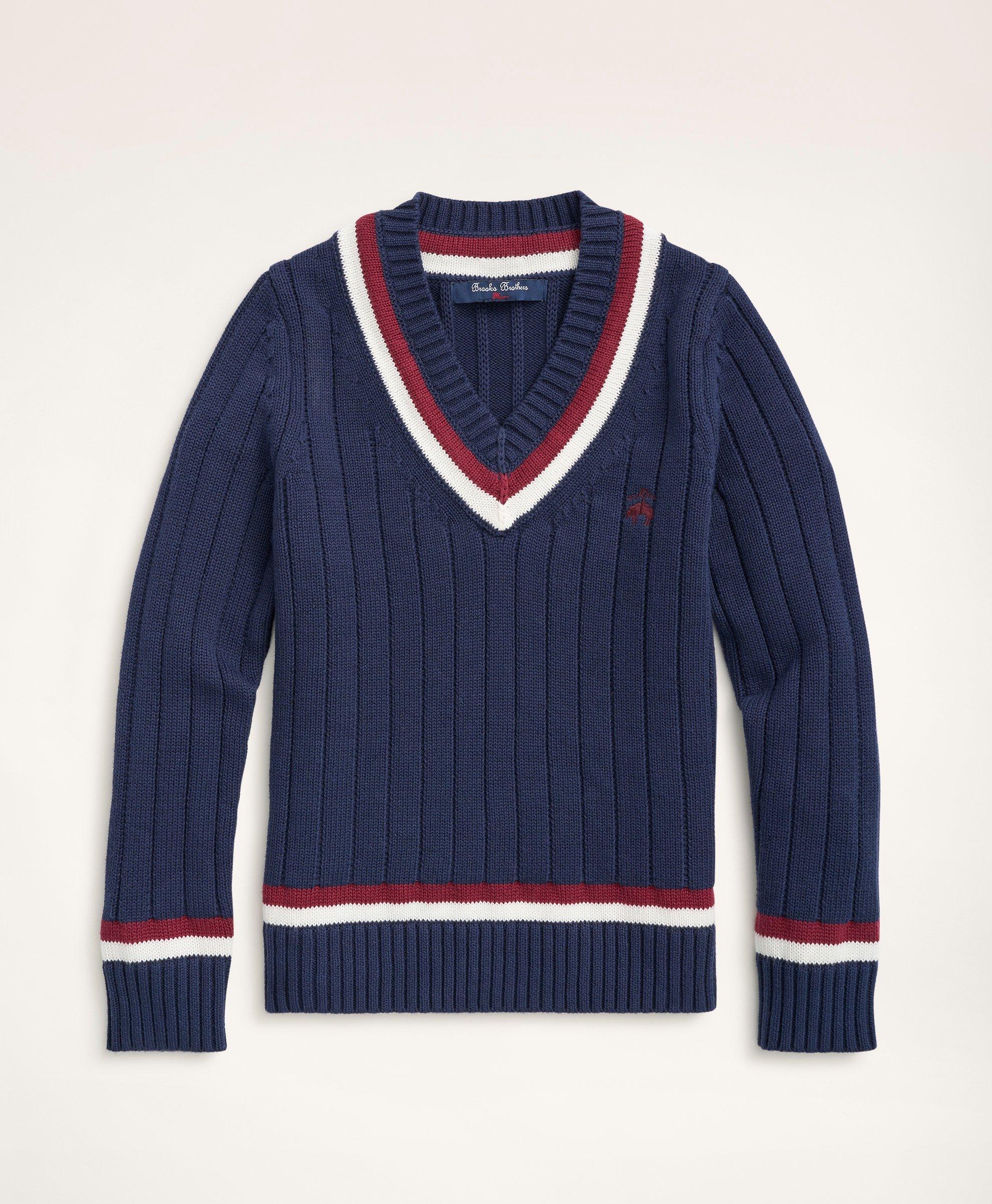 Boys Cotton Cable Tennis Sweater