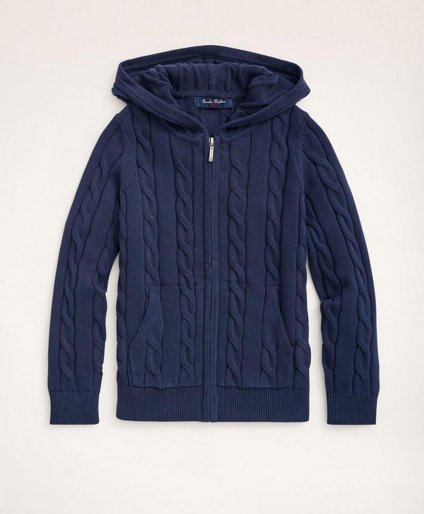 Boys Cotton Cable Front-Zip Hoodie, image 1