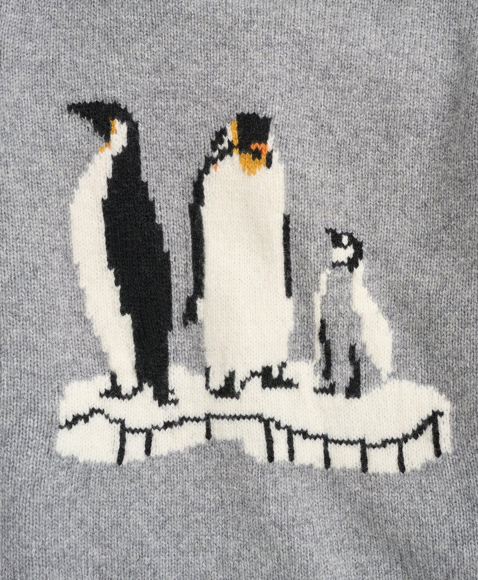 Boys Merino Wool Blend Penguin Intarsia Sweater, image 2