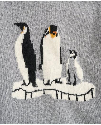 Boys Merino Wool Blend Penguin Intarsia Sweater, image 2