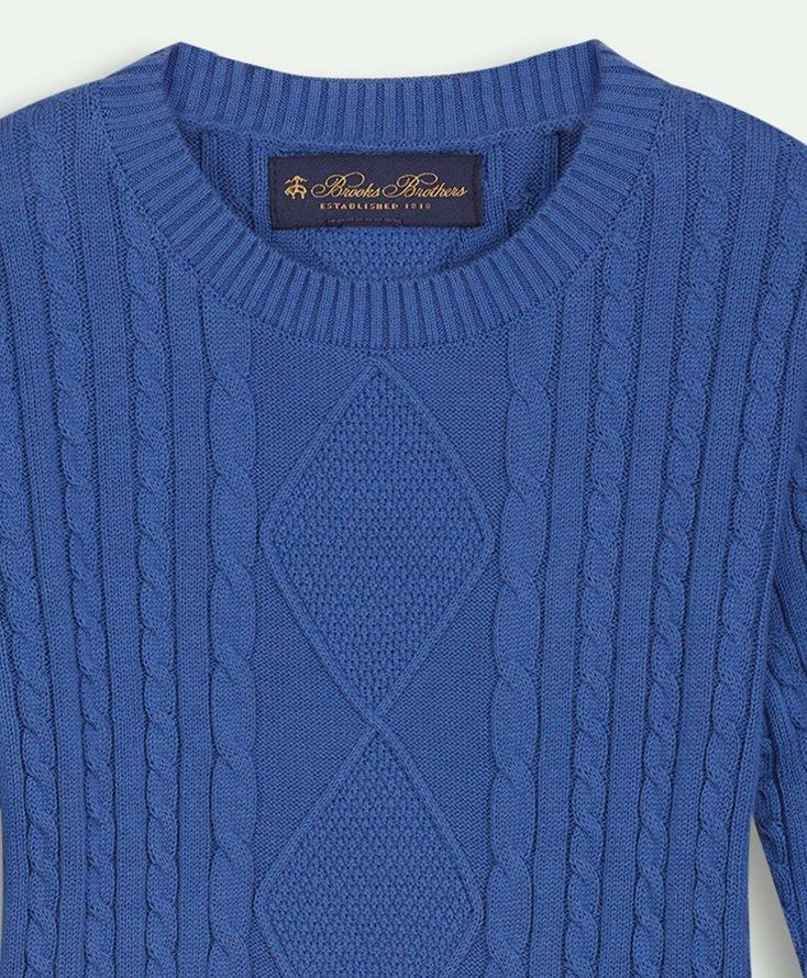 Boys Cotton Cable Crewneck Sweater