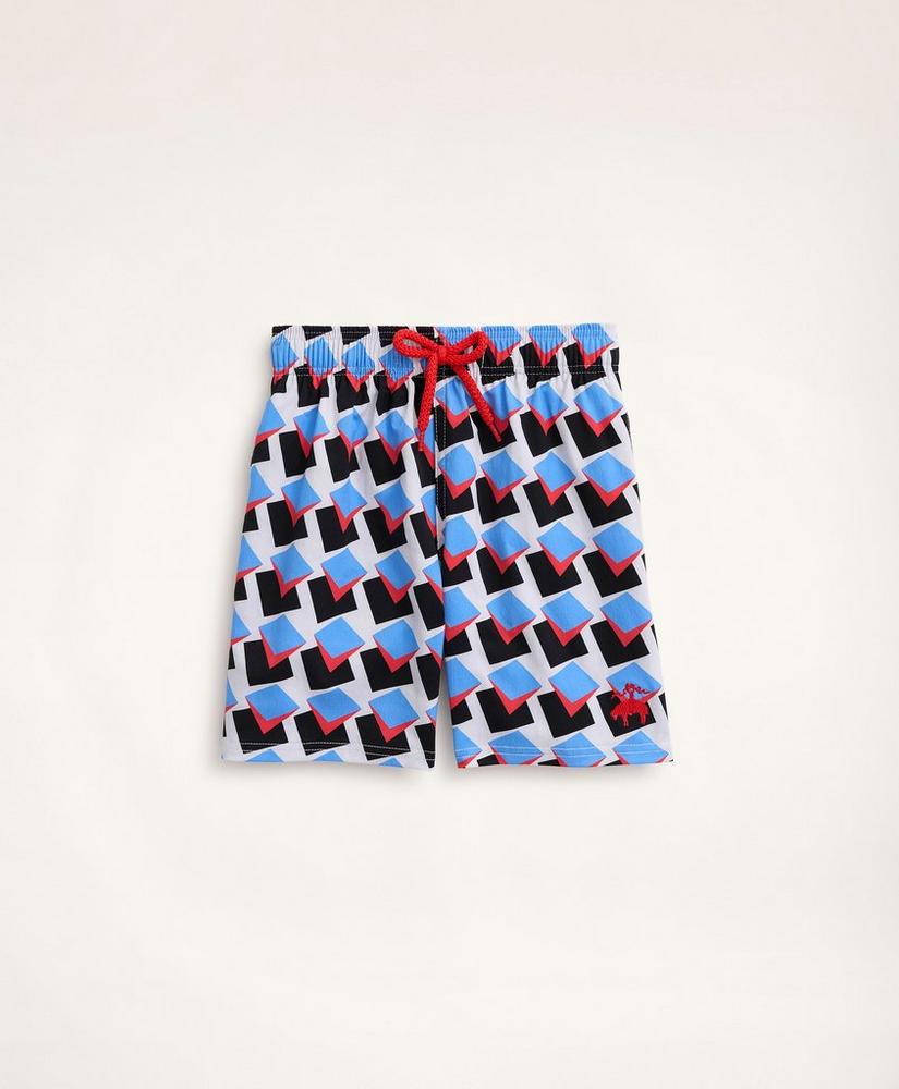 Boys Brooks Brothers Et Vilebrequin Swim Trunks in the Square Pegs Print, image 1