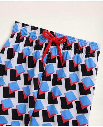 Boys Brooks Brothers Et Vilebrequin Swim Trunks in the Square Pegs Print, image 2