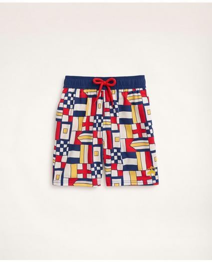 Boys Brooks Brothers Et Vilebrequin Swim Trunks in the Mixed Signals Print, image 1