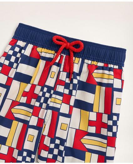 Boys Brooks Brothers Et Vilebrequin Swim Trunks in the Mixed Signals Print, image 2