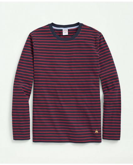 Cotton Crewneck Striped Long-Sleeve T-Shirt, image 1