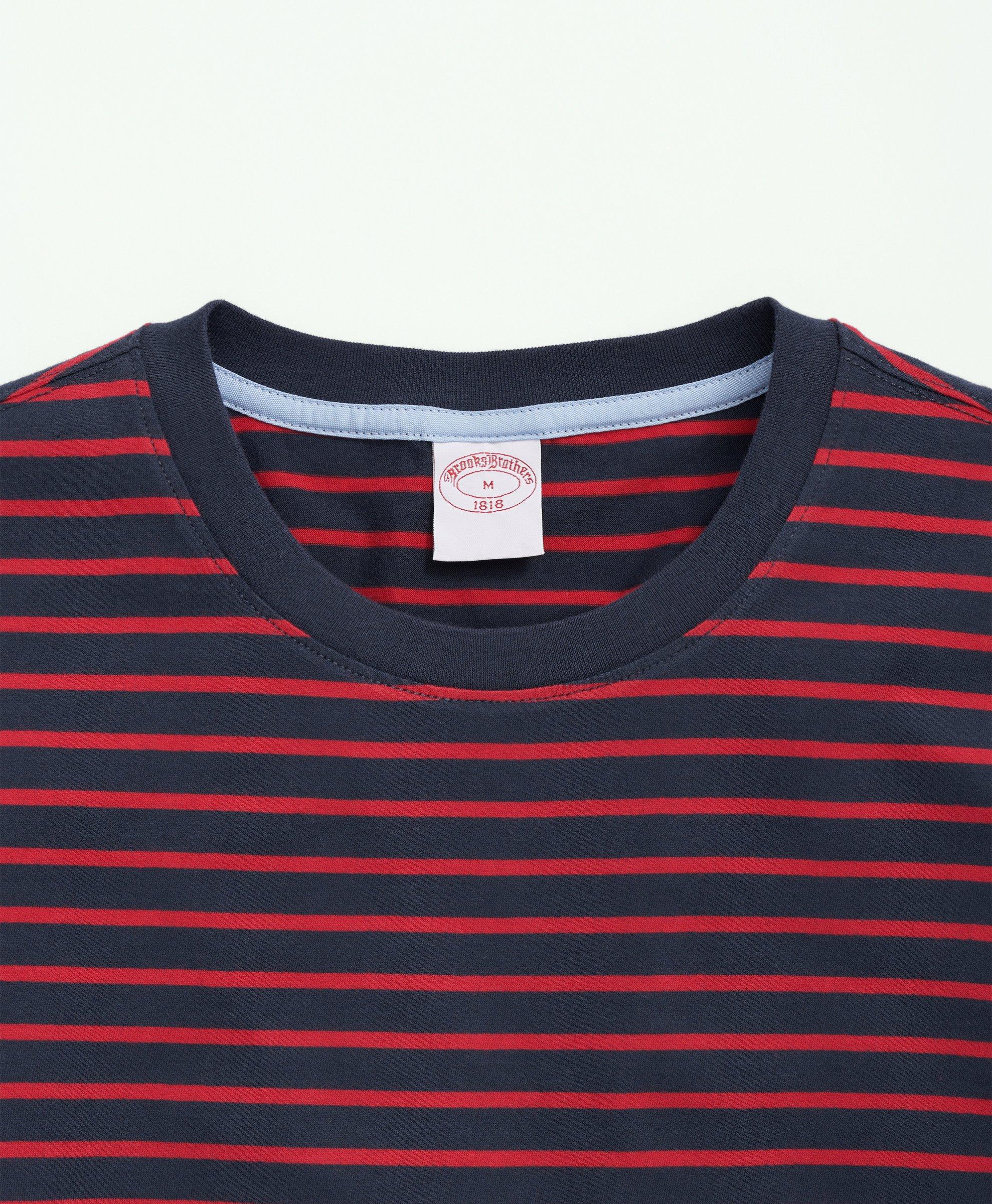 Cotton Crewneck Striped Long-Sleeve T-Shirt, image 2