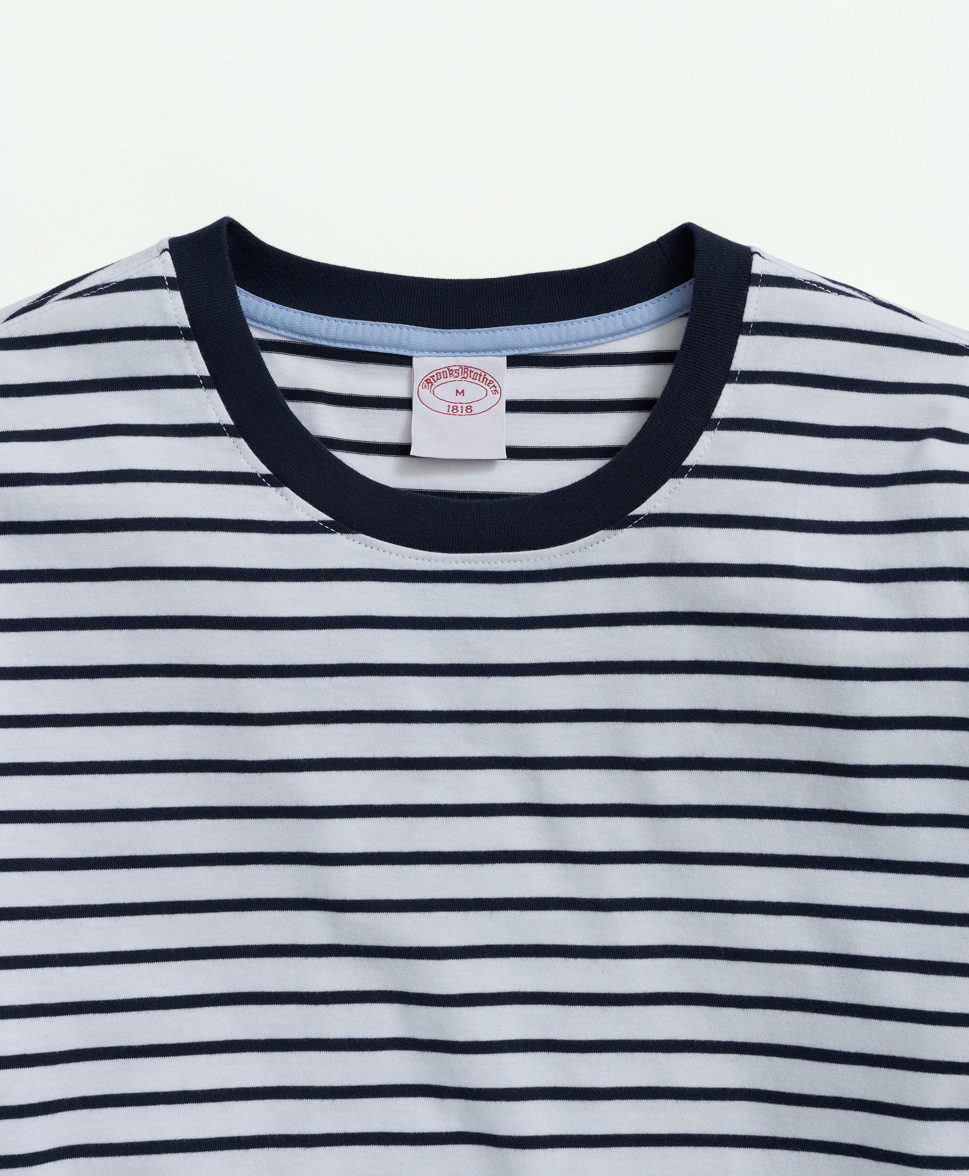 blue and white striped long sleeve t shirt