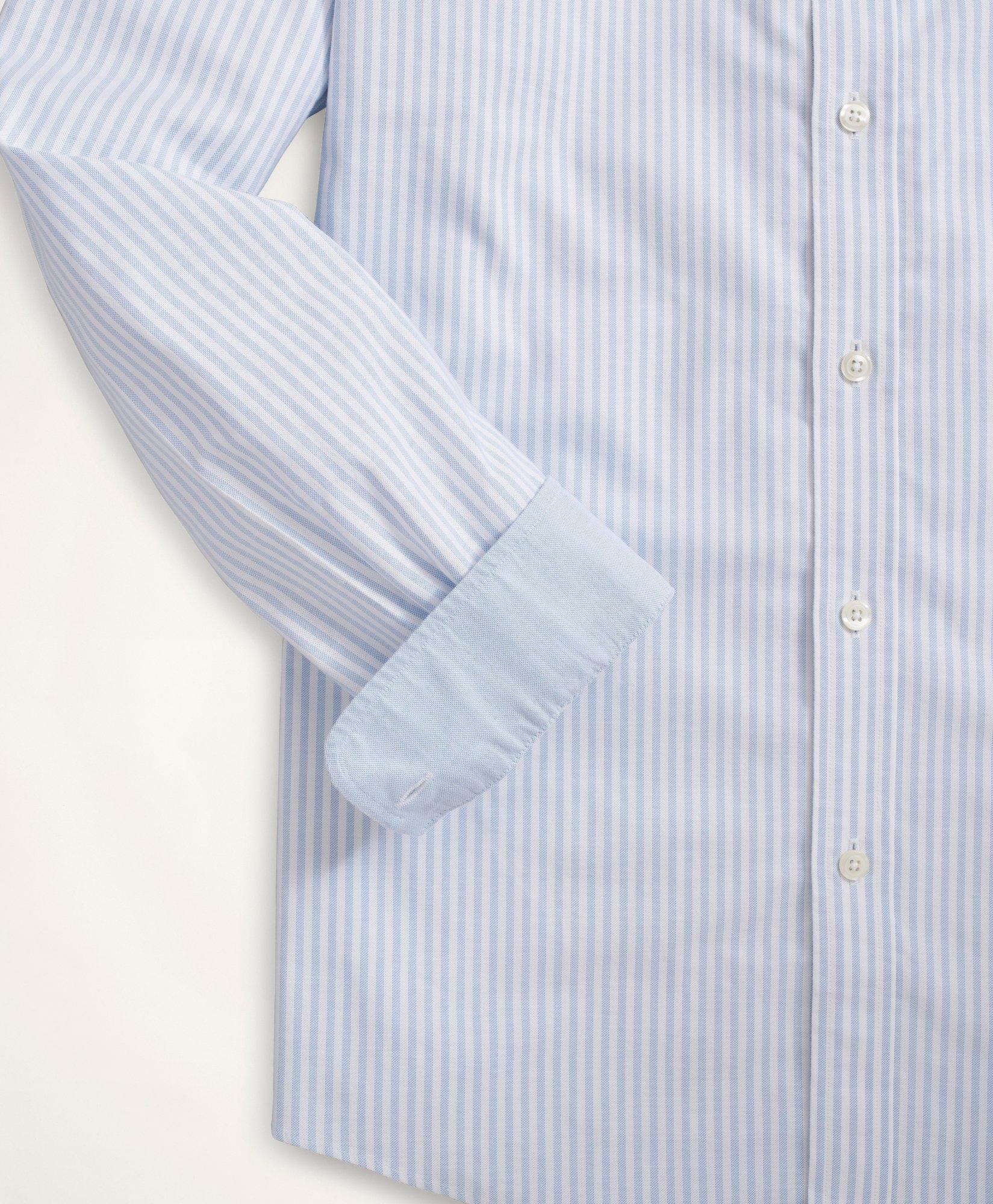 Brooks Brothers X MagnaReady Stretch Long Sleeve Blue and White Stripe