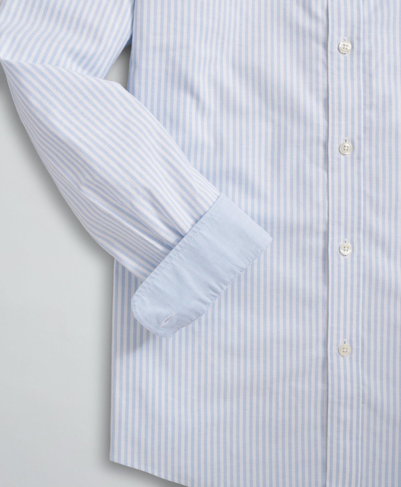 Non-Iron Blue & White Fine Stripe Tailored Short Sleeve Shirt