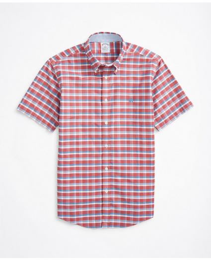 Stretch Regent Regular-Fit Short-Sleeve Sport Shirt, Non-Iron Checked Oxford, image 1