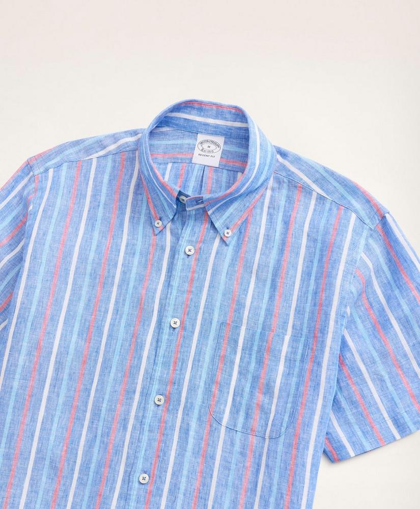 Regent Regular-Fit Short-Sleeve Stripe Linen Sport Shirt, image 2