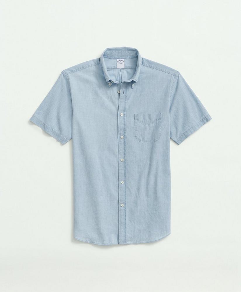 Cotton Chambray Button-Down Collar Short-Sleeve Sport Shirt, image 1