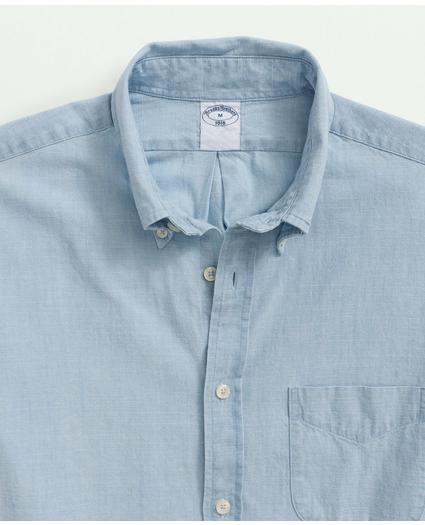 Cotton Chambray Button-Down Collar Short-Sleeve Sport Shirt, image 2