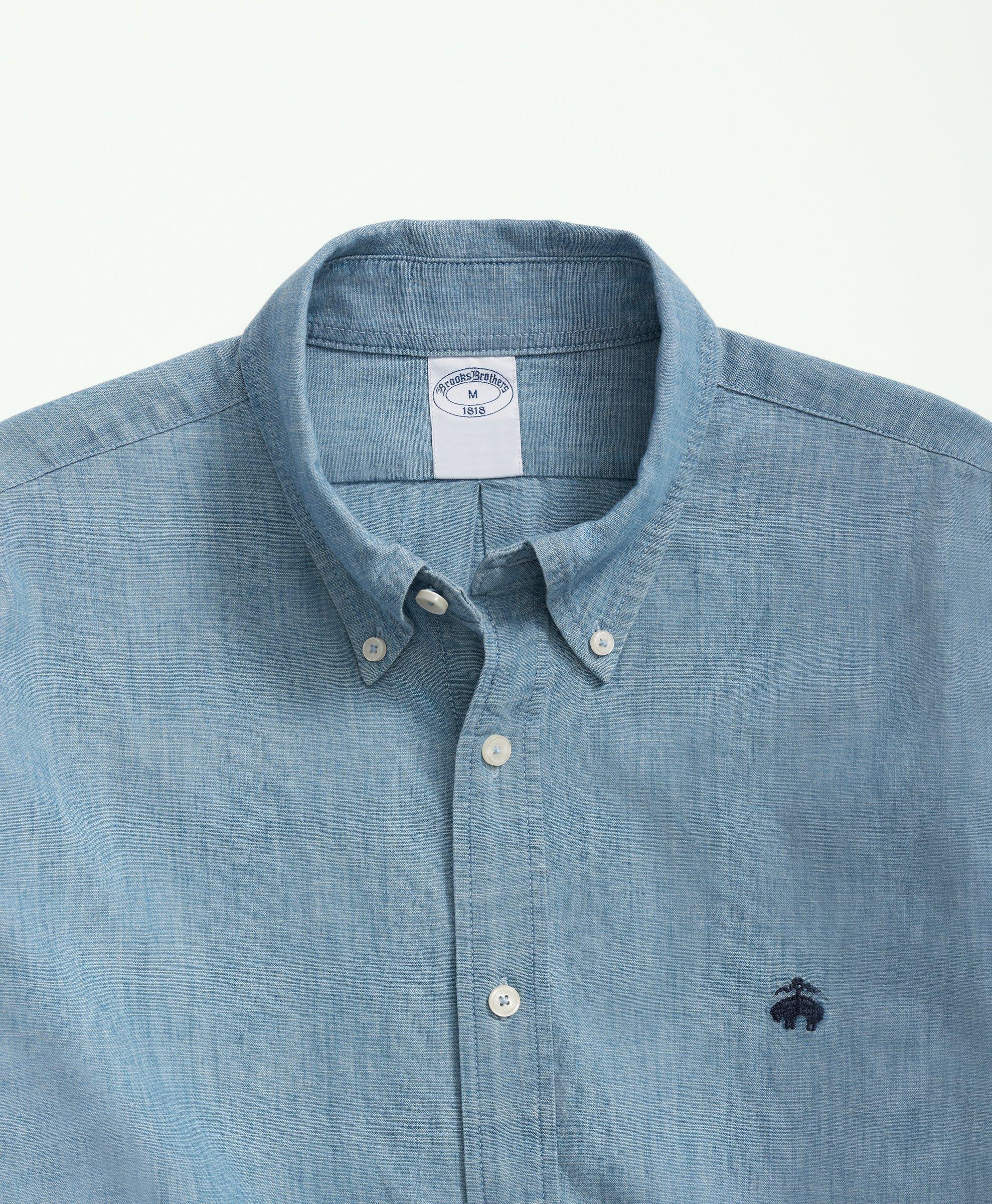 100% Cotton Oxford Chambray Shirting Blue