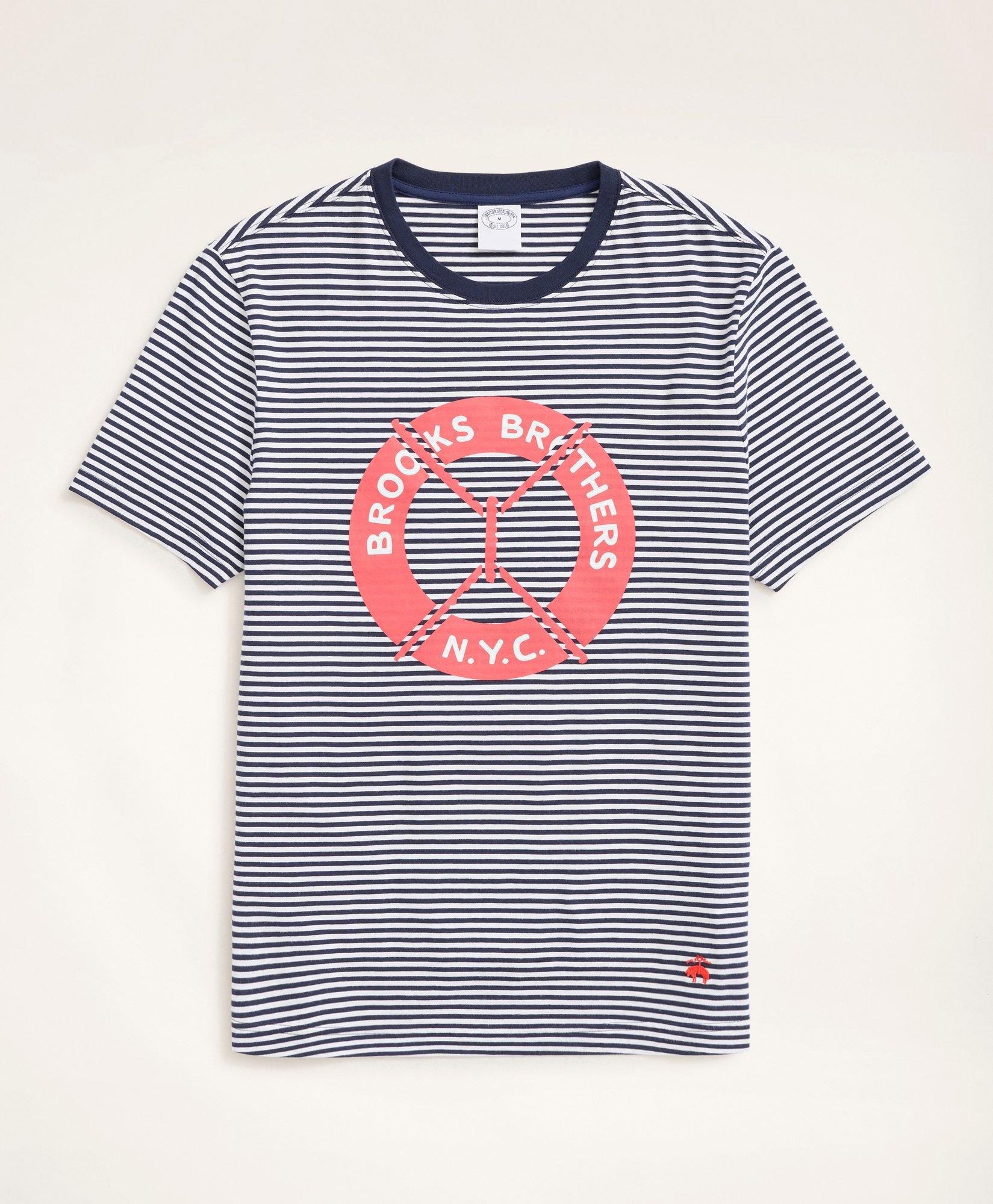 Brooks Brothers Men's Life Preserver Graphic T-Shirt | Navy | Size Medium