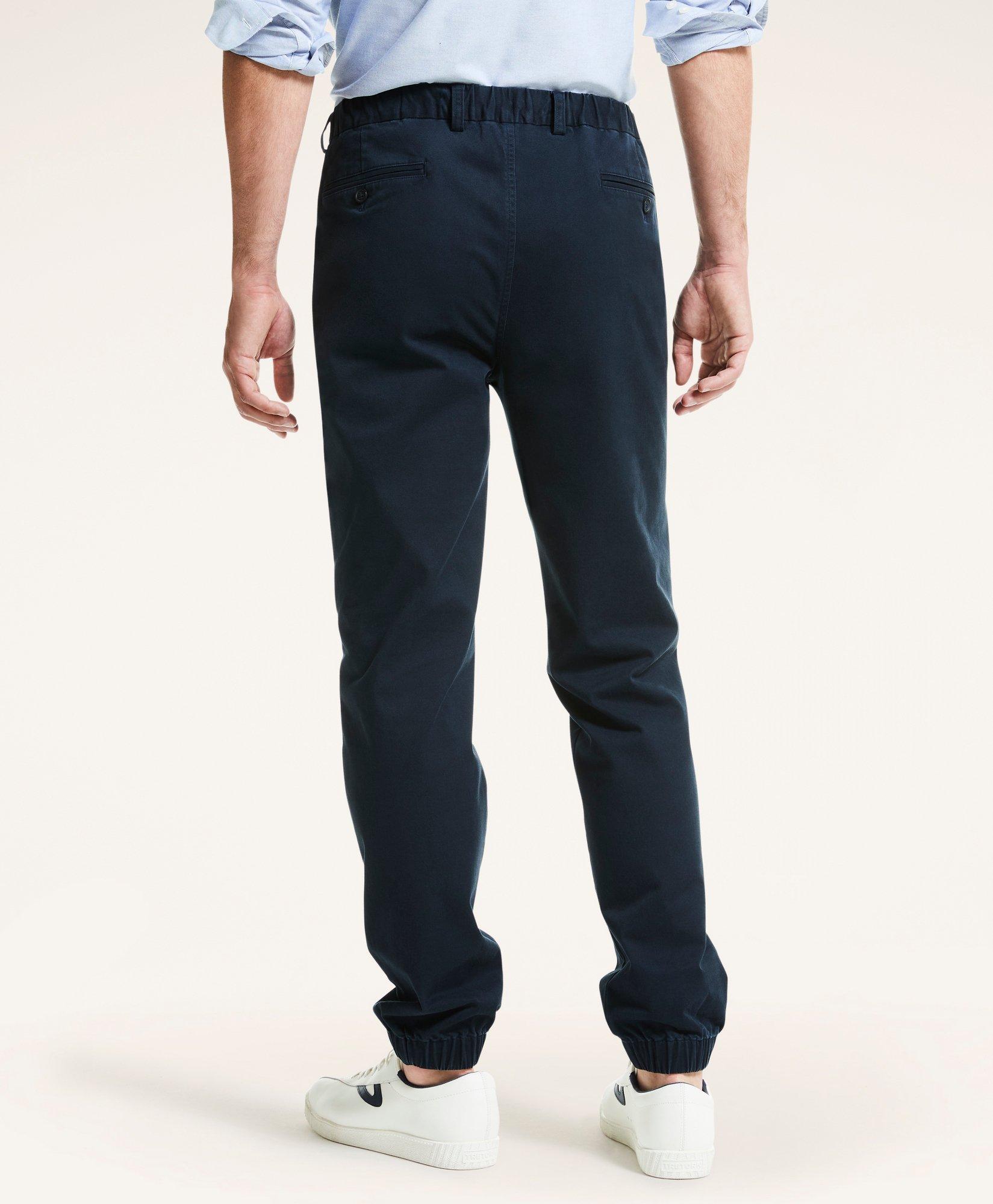 Men's Cotton Jogger Pants with Elastic Ankle and Button Closure