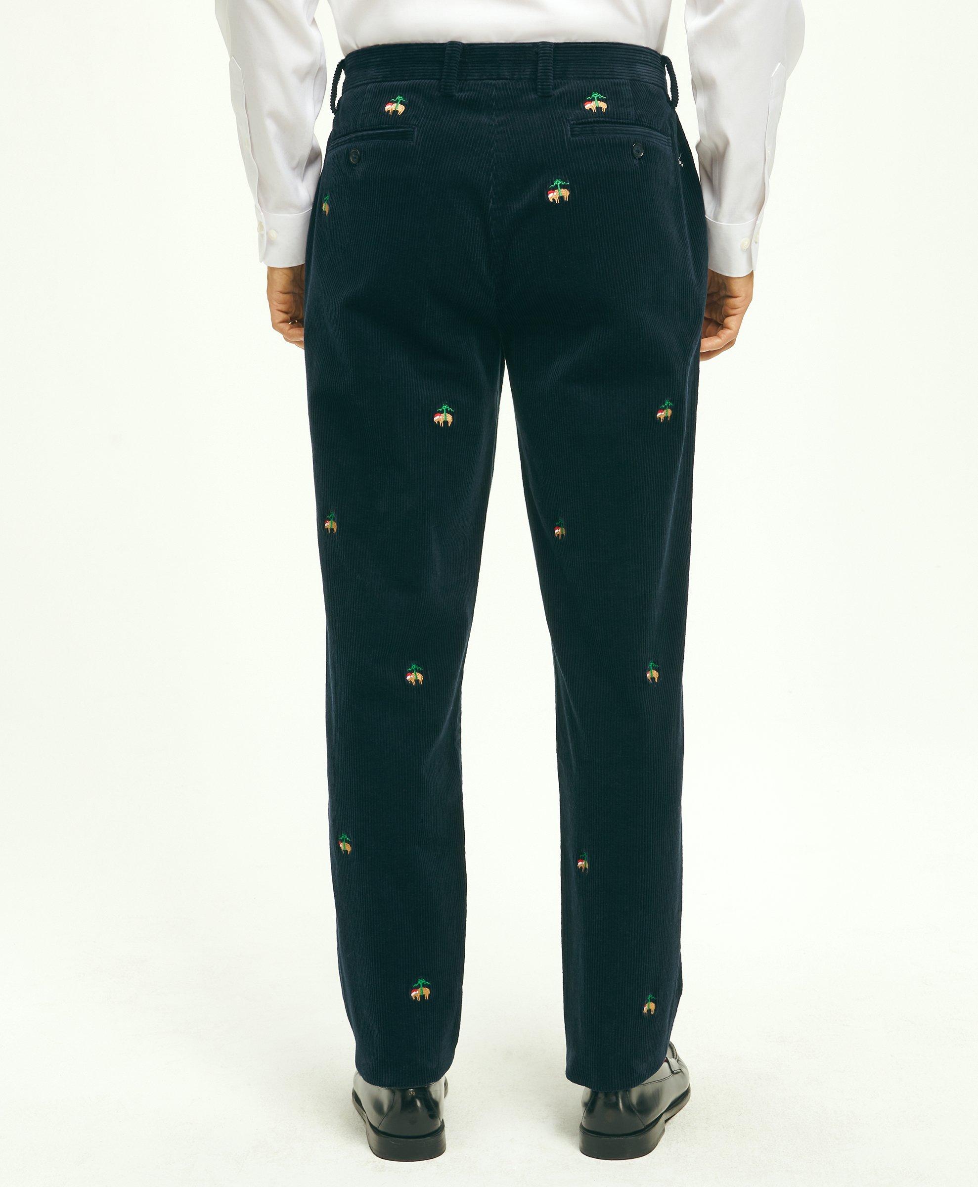 Stretch Cotton Holiday Fleece Corduroy Pants