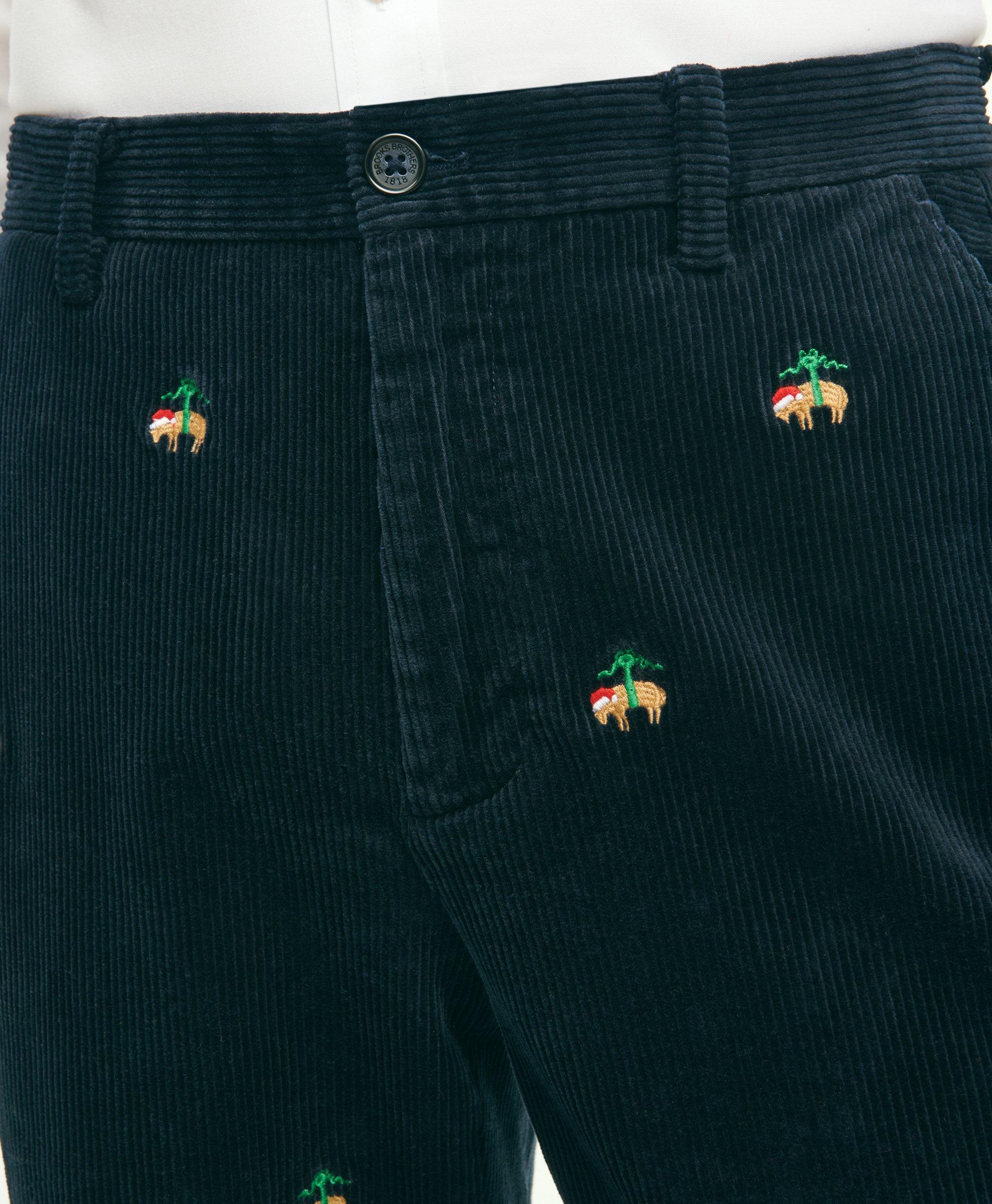 Stretch Cotton Holiday Fleece Corduroy Pants