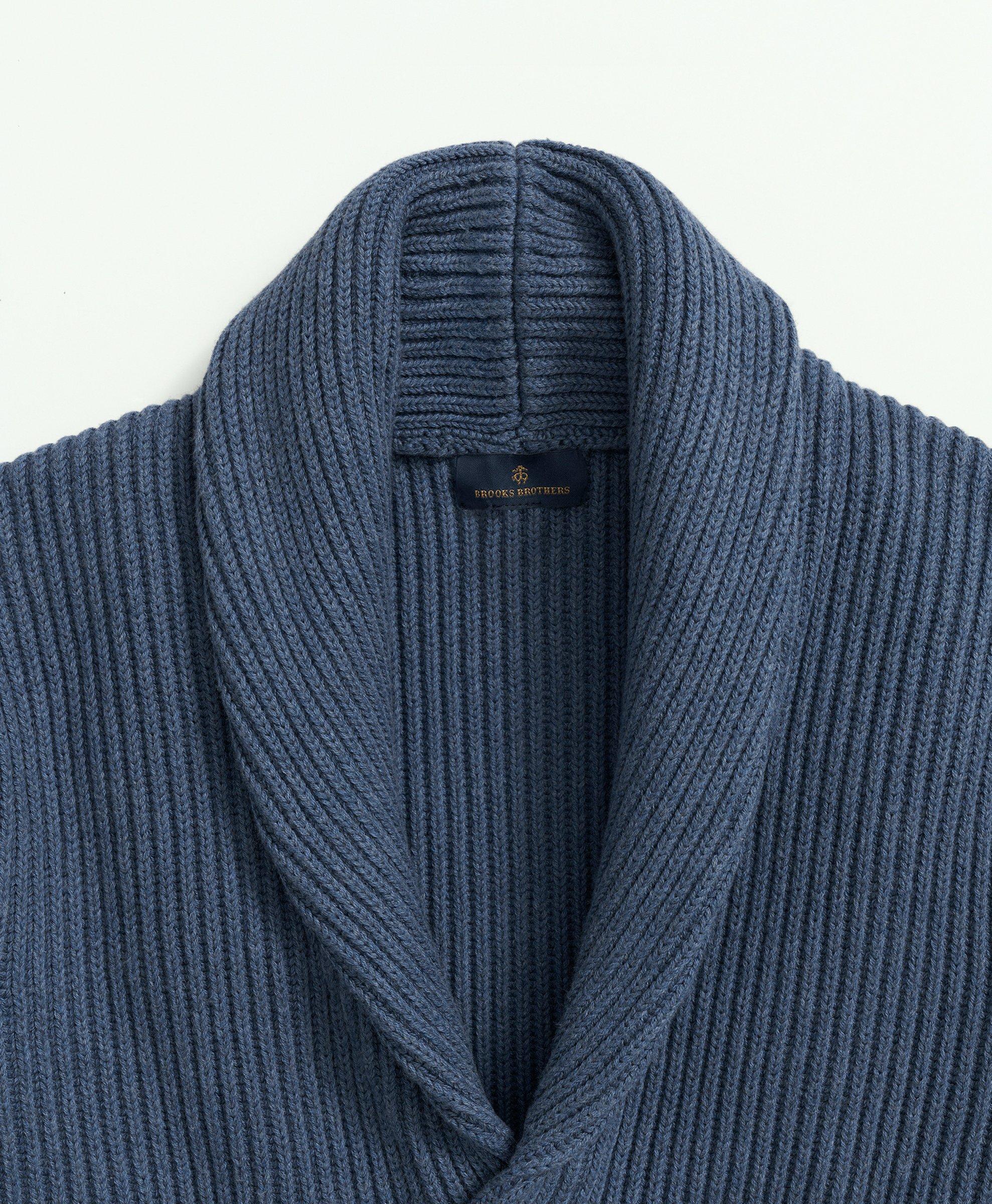 Ribbed Cotton Shawl Collar Cardigan