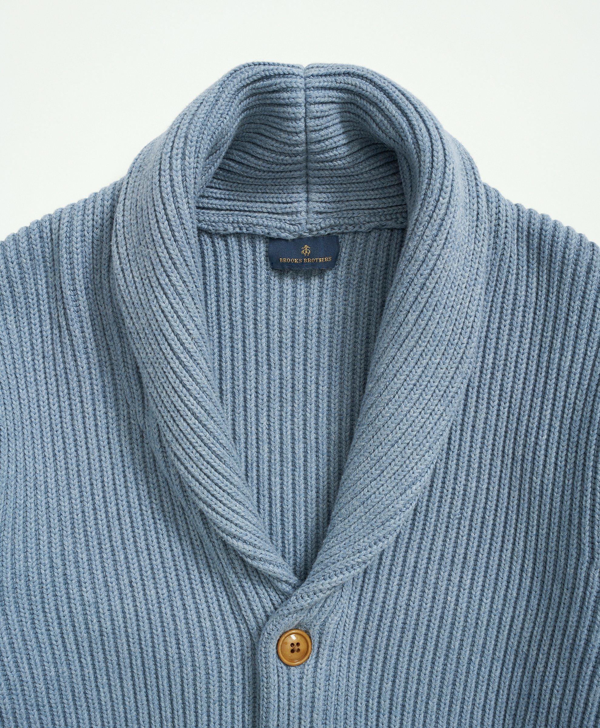 Ribbed Cotton Shawl Collar Cardigan