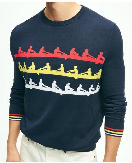 Cotton Rowing Motif Intarsia Sweater, image 5