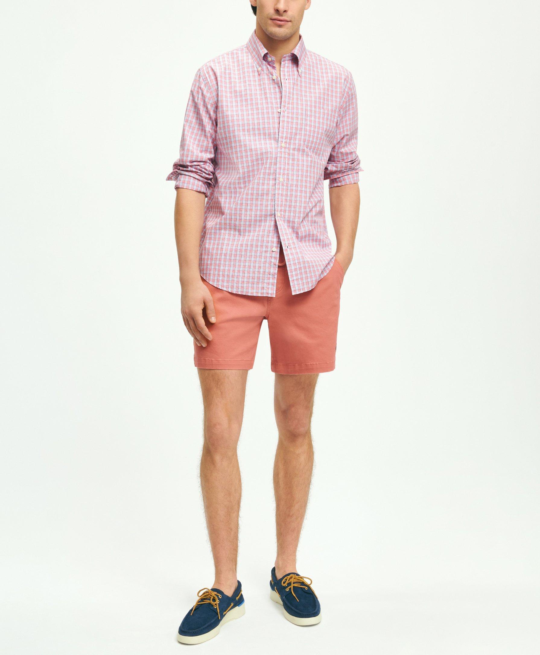 pink shorts outfit men