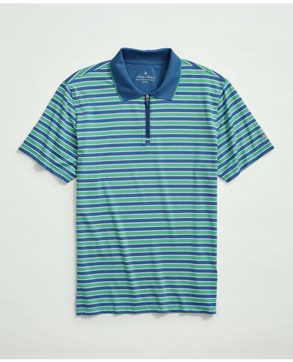 Performance Zip Stripe Polo Shirt, image 1