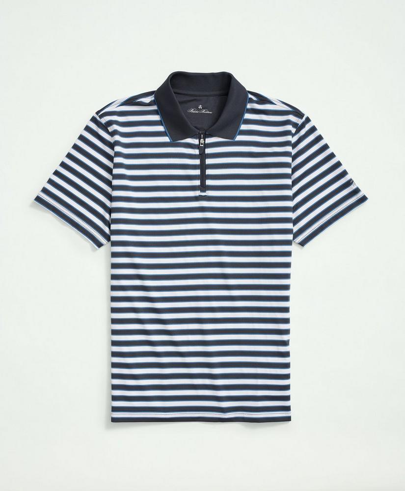 Performance Zip Stripe Polo Shirt, image 1
