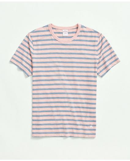 Washed Cotton Tie Stripe T-Shirt, image 1
