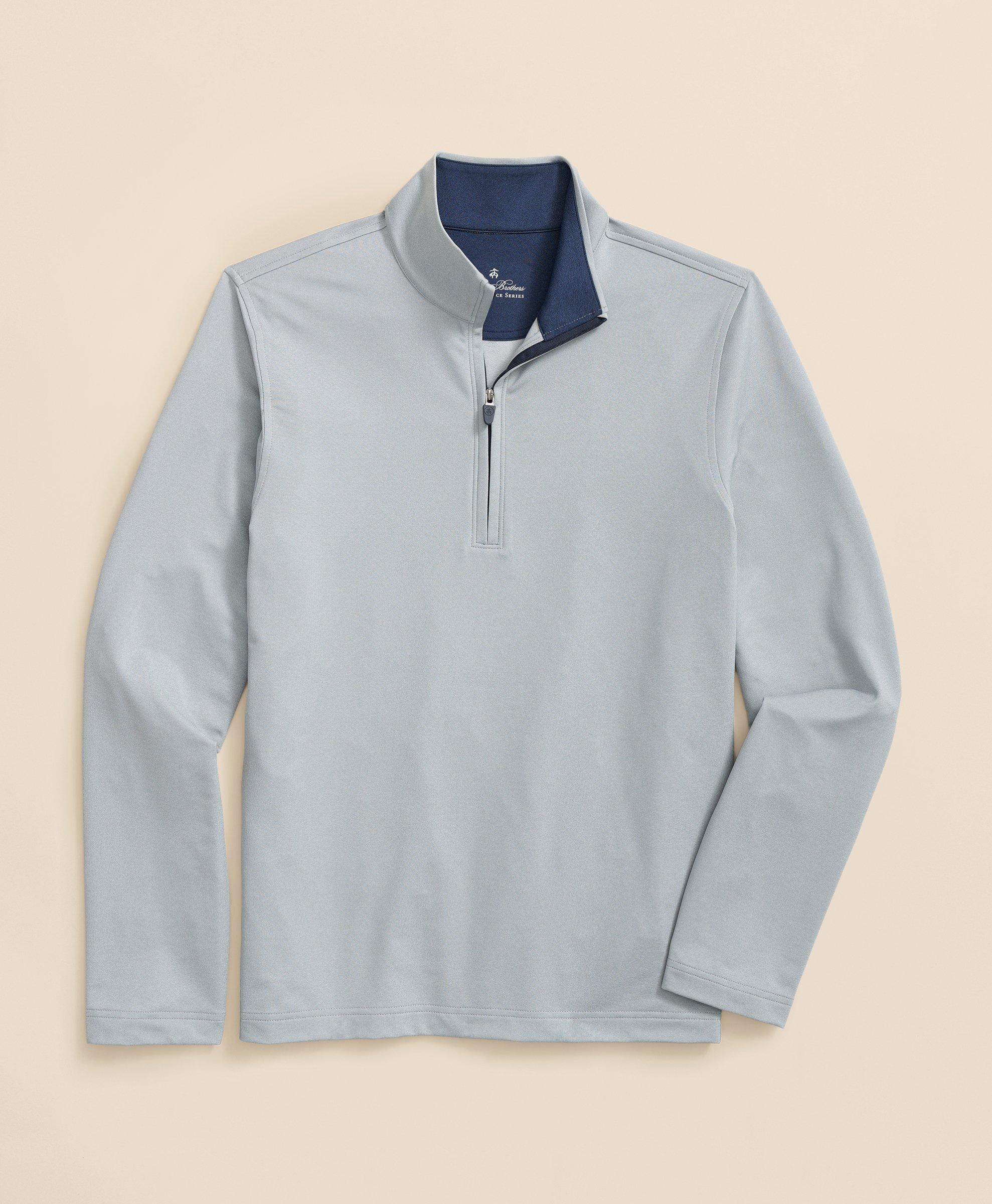 Brooks Brothers Performance Series Half-zip In Grey Heather