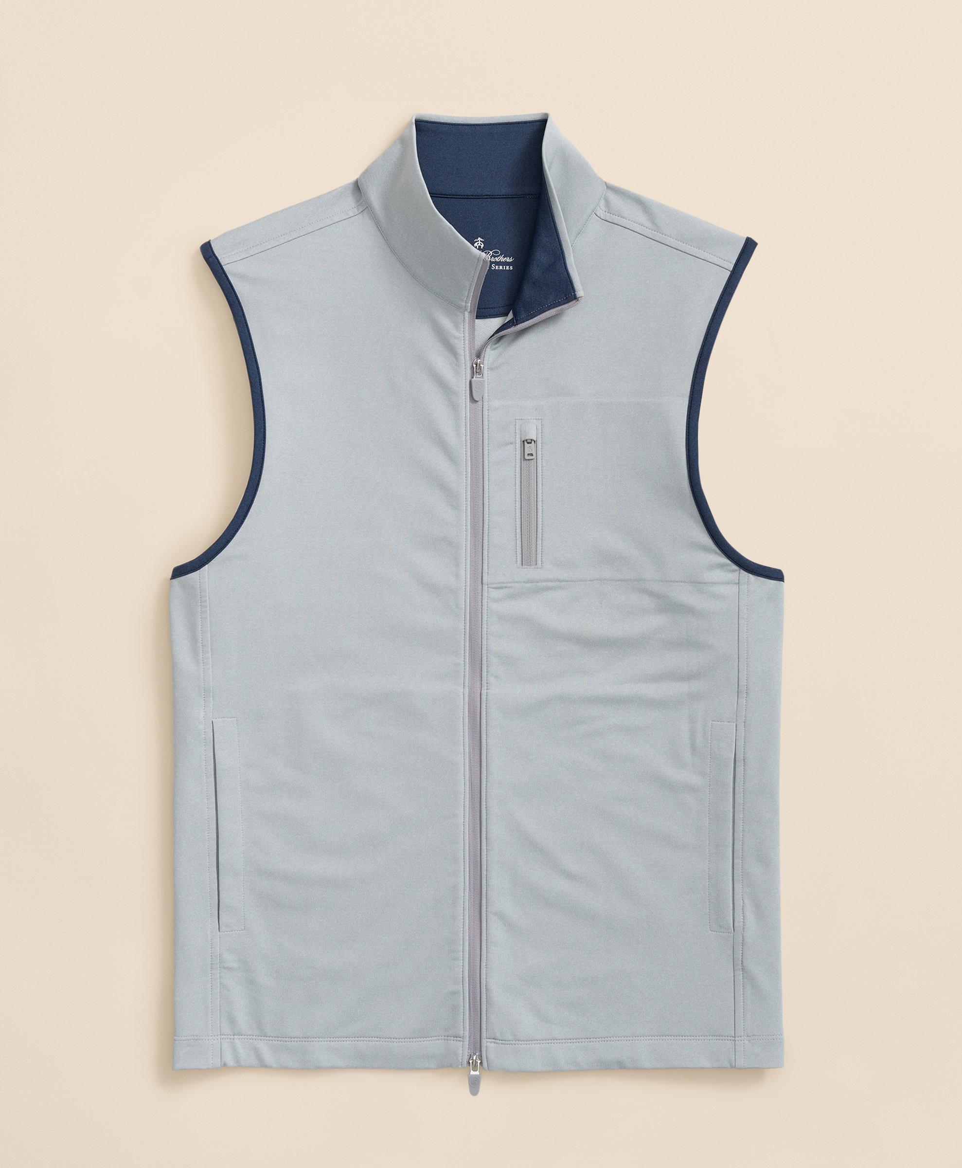 Brooks Brothers Performance Series Full-zip Vest In Grey Heather