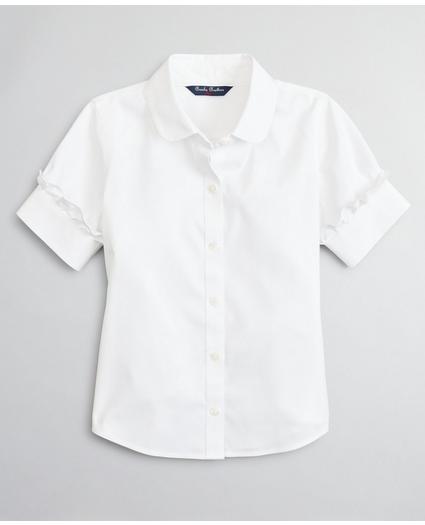 Girls Non-Iron Stretch Supima® Cotton Oxford Short-Sleeve Blouse, image 1