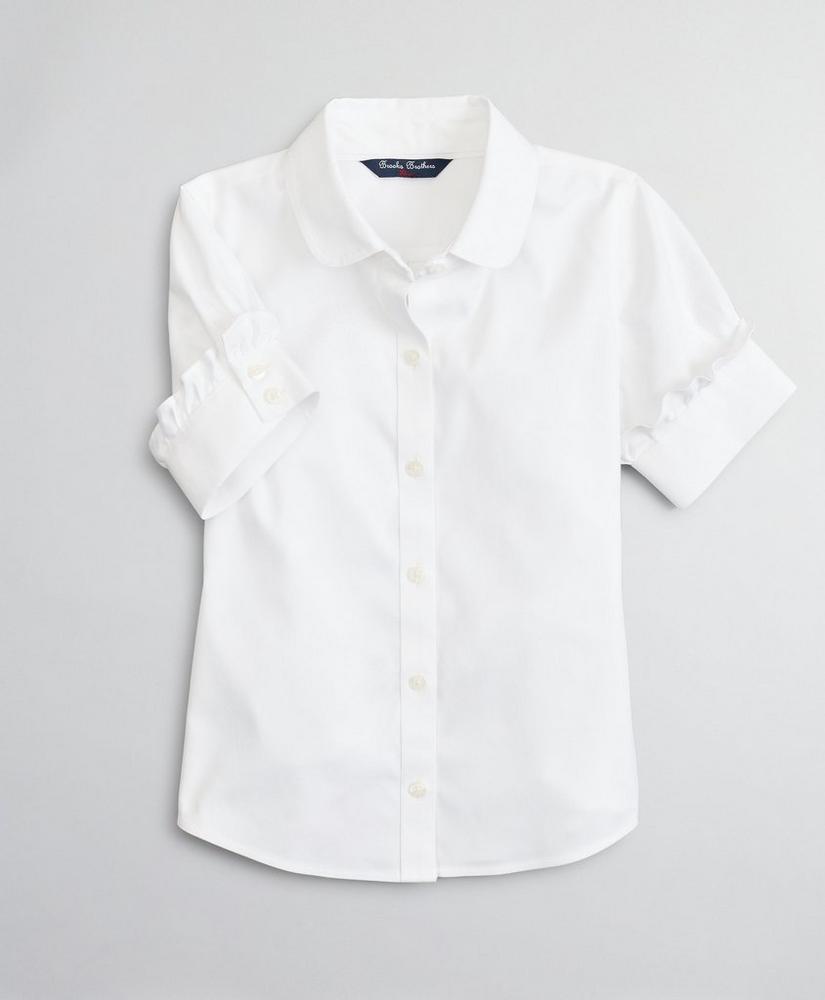 Girls Non-Iron Stretch Supima® Cotton Oxford Short-Sleeve Blouse, image 2