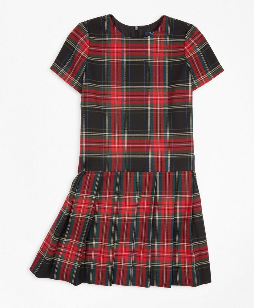 Girls Short-Sleeve Tartan Dress, image 1