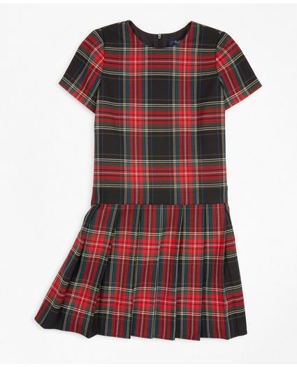 Girls Short-Sleeve Tartan Dress, image 1