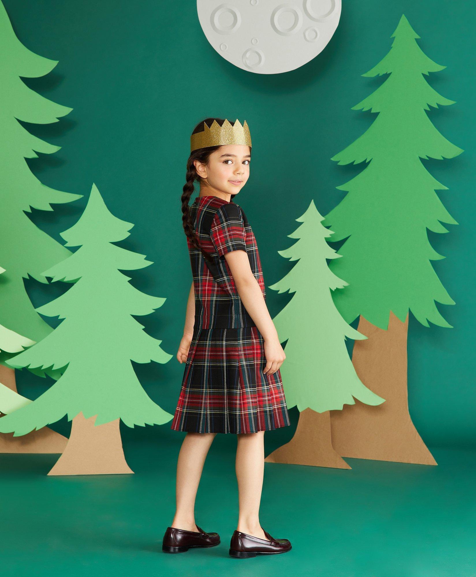 Girls Short Sleeve Tartan Dress