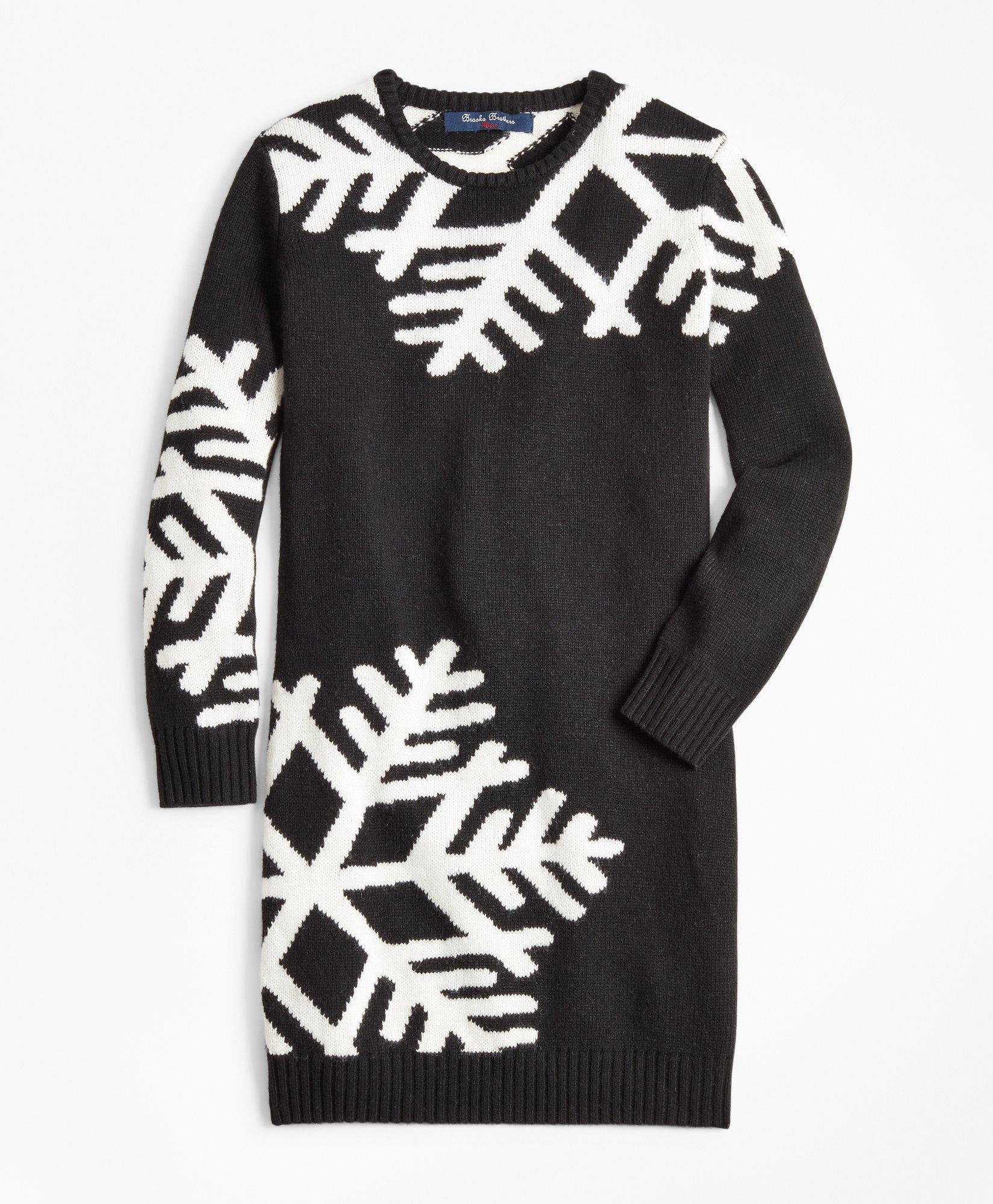 Girls Long-Sleeve Oversized Snowflake Dress, image 1