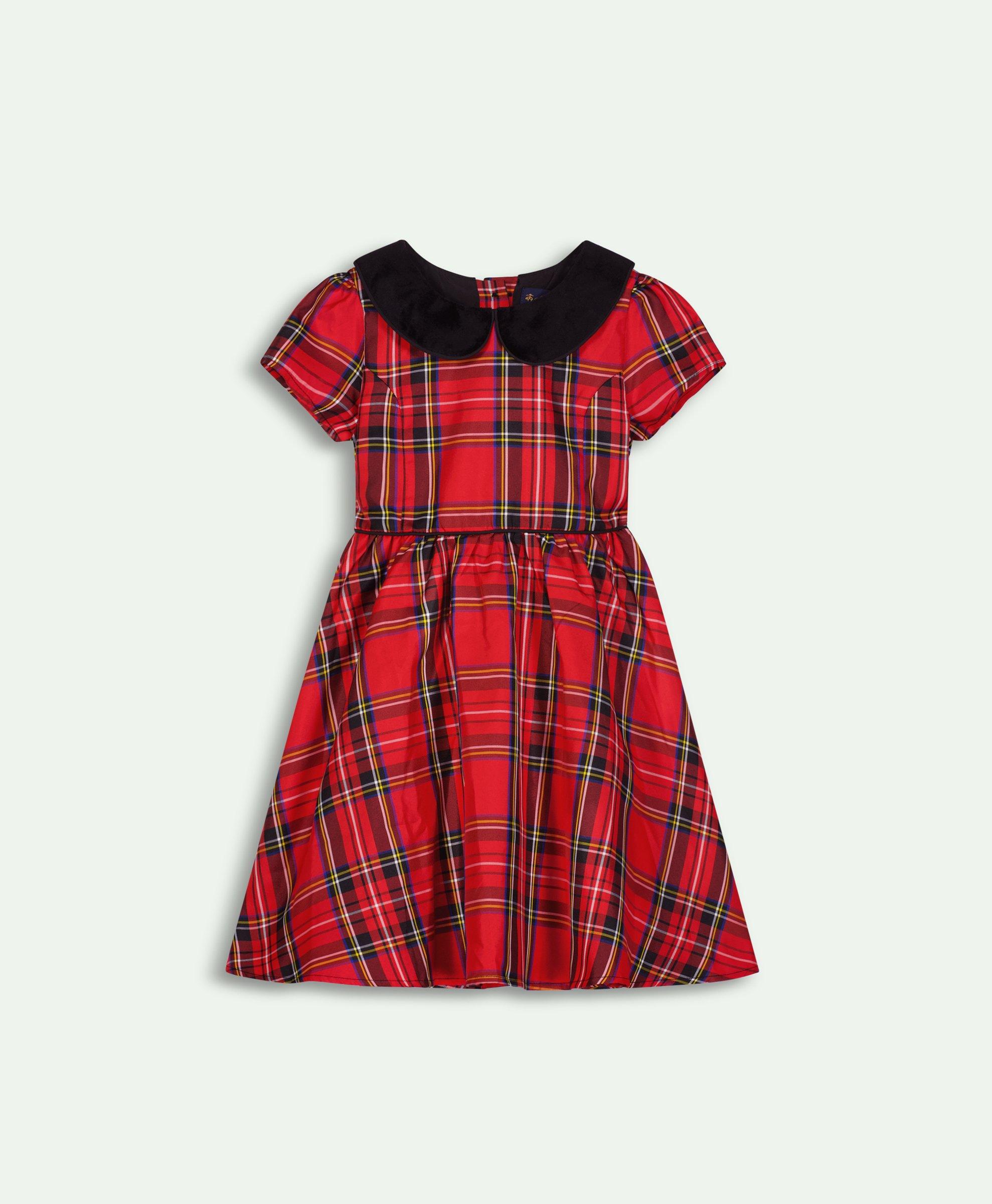 Girls Taffeta Plaid Dress