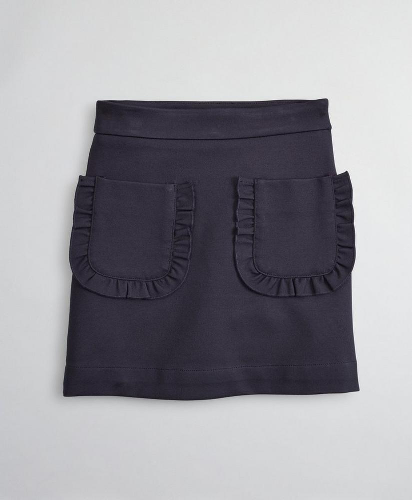Girls Knit Ruffle Front Ponte Skirt, image 1