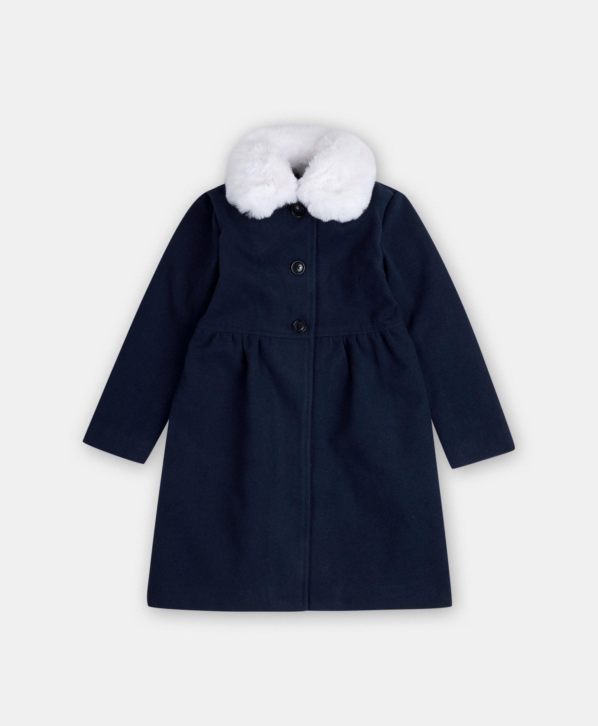 Girls Dress Coat with Removable Faux Fur Collar