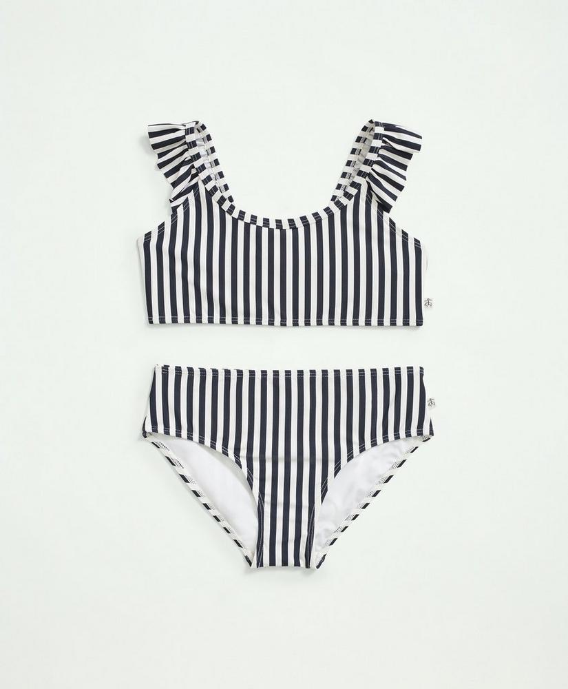 Girls Striped Ruffled 2-Piece Swimsuit, image 1