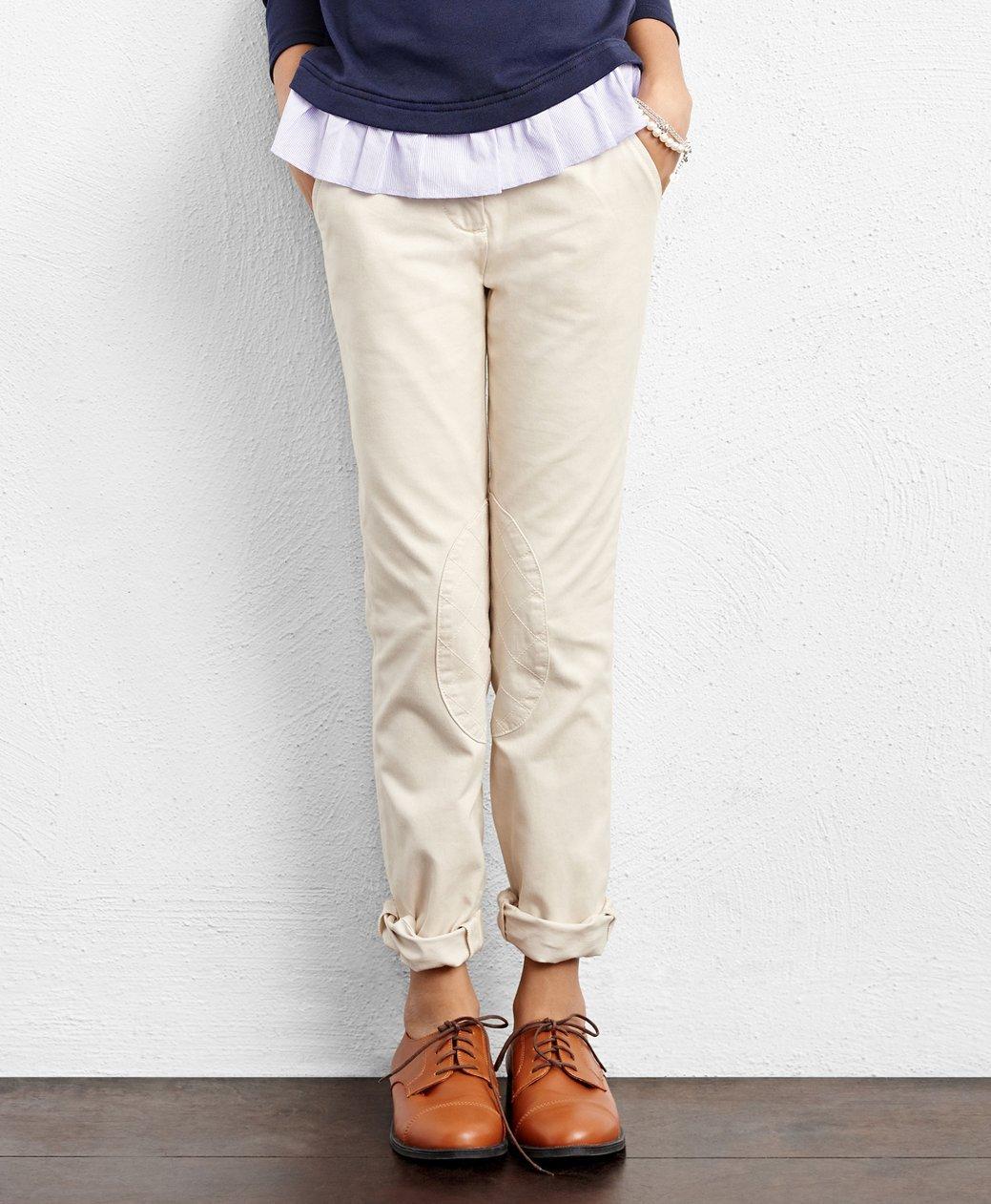 Girls' Khaki Cotton Jodhpur Pants 