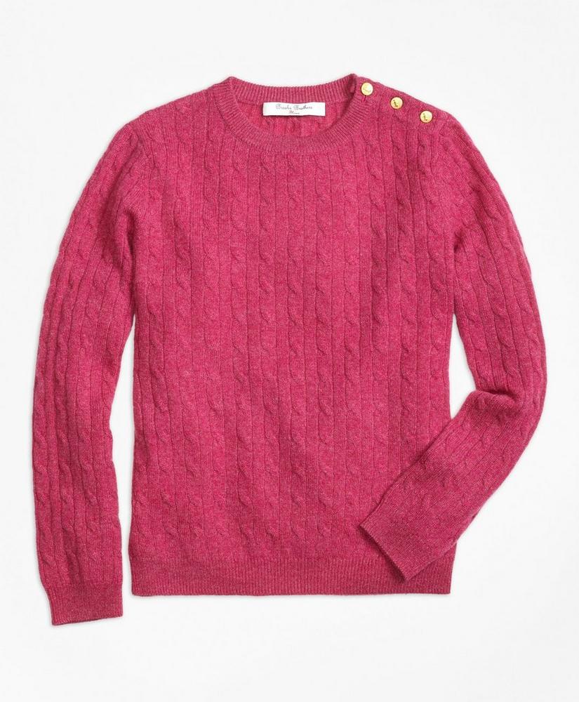 Girls Cashmere Cable Crewneck Sweater, image 1