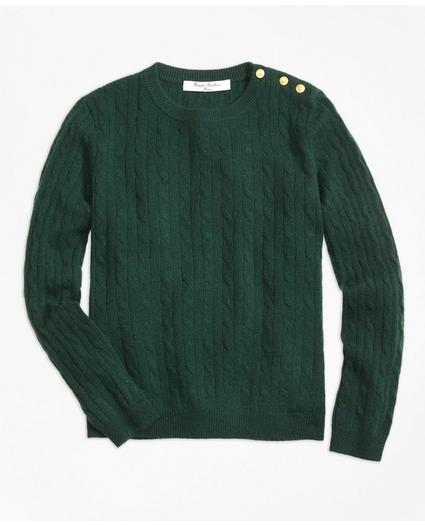Girls Cashmere Cable Crewneck Sweater, image 1