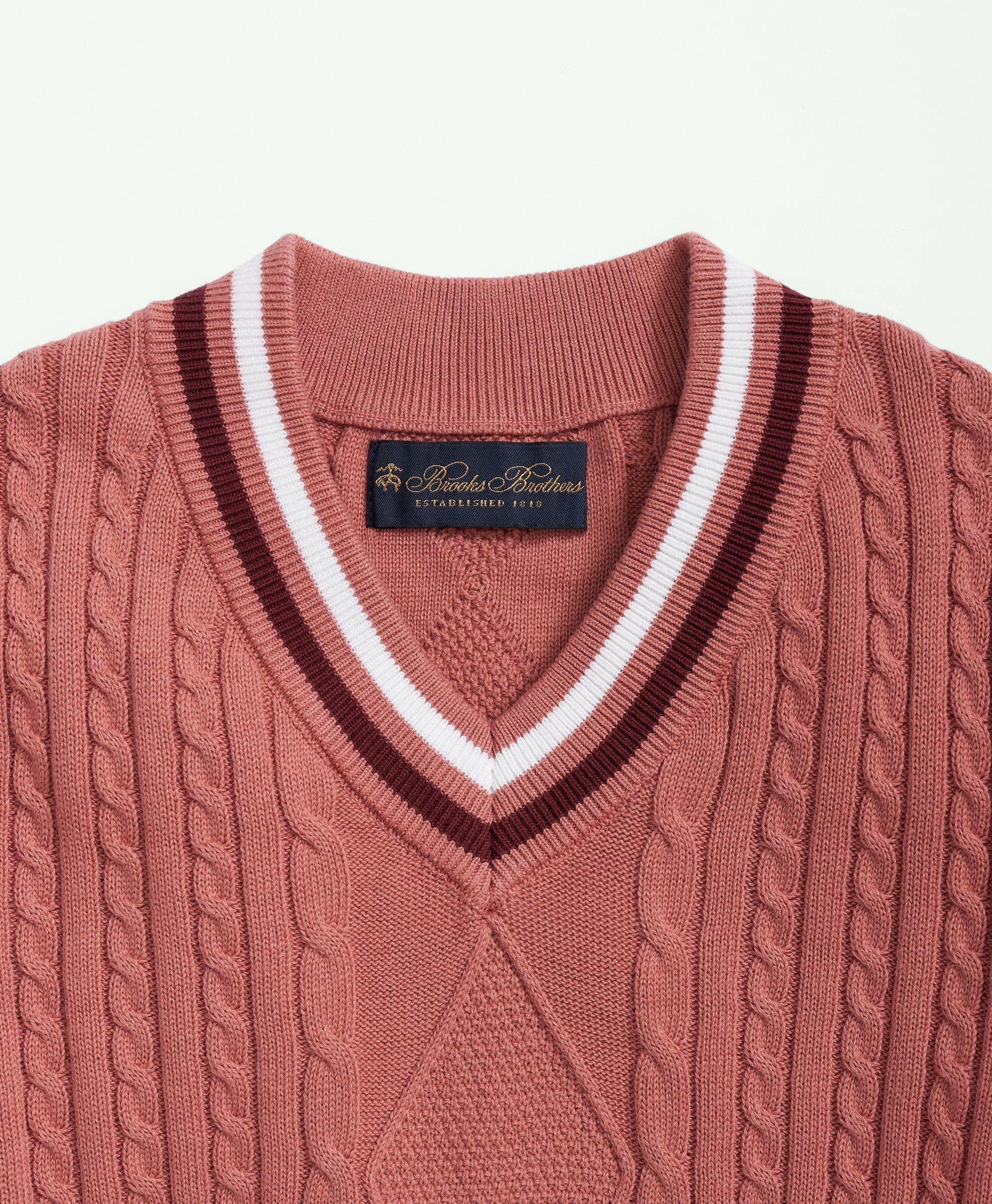 Girls Cotton Cable Tennis Sweater