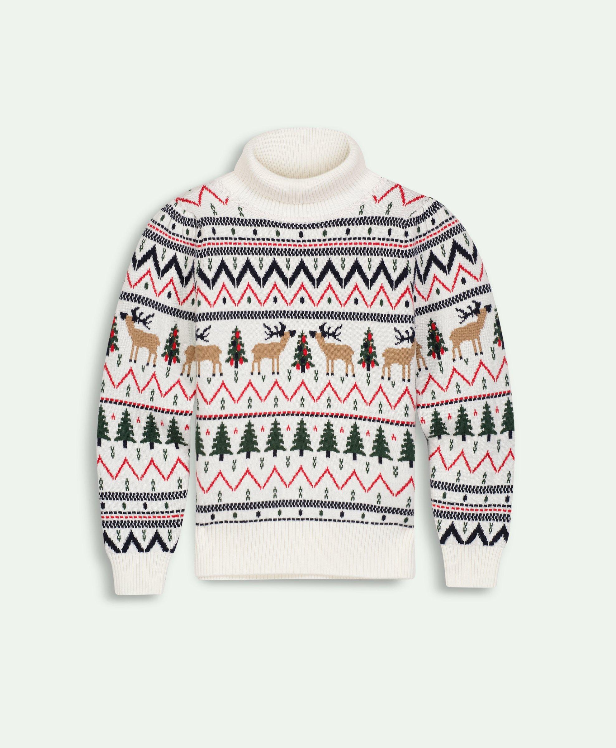 Girls Cotton Fair Isle Intarsia Turtleneck