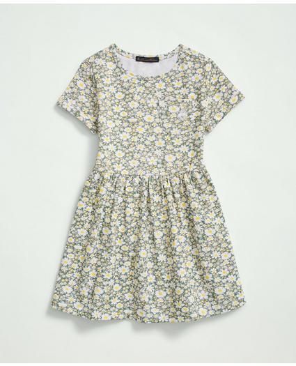 Girls Cotton Short Sleeve Floral Dress, image 1