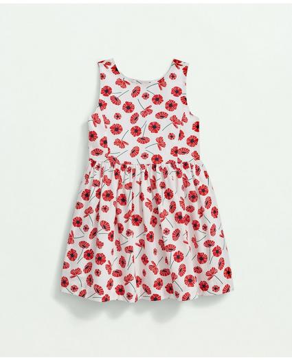 Girls Cotton Poppy Print Fit & Flare Dress, image 1